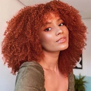 Orange Short Afro Curly Syntheitic Wigs Heat Resistant Fashion Natural Looking  - Picture 1 of 11
