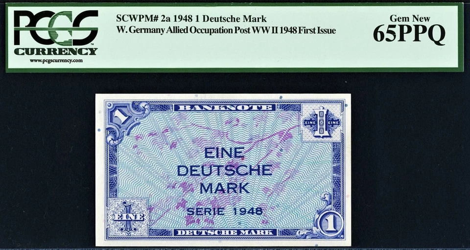 Germany Allied Occupation Post WWII One Mark 1948 Pick-2a GEM UNC PCGS 65 PPQ - Image 1 of 2