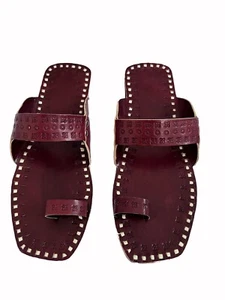 Mens Genuine Brown Leather Handmade Indian Ethnic Kolhapuri Slippers Sandal Shoe - Picture 1 of 6