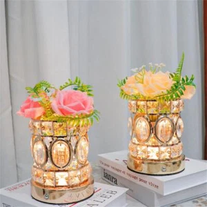 USB LED Crystal Table Lamp Rose Night Light Dimmable Atmosphere Bedside Home Bar - Picture 1 of 12