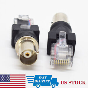 2pcs BNC Female to RJ45 Male Adapter Coaxial Barrel Coupler Connector (US)