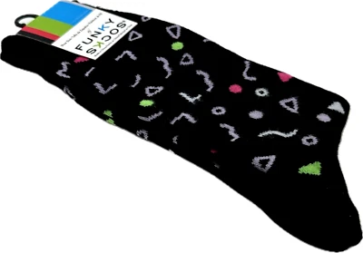 Calcetines Funky Adulto Negro Crew Poliéster Cojín Confeti Novedad Calcetines Talla 6-12 Foto 1 de 2