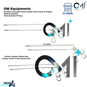 Ent Micro Laryngeal-Scissor Biopsy Cup Forceps & Grasper Shaft 2mmx25cm Set of 6 - Picture 1 of 4