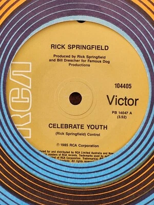 Rick Springfield "Celebrate Youth" 1985 RCA Oz 7" 45rpm - Image 1 of 2