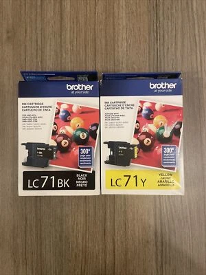 Brother LC71 Ink Cartridges Black & Yellow Ink Genuine Exp 2018 LC71BK LC71Y - Image 1 of 4