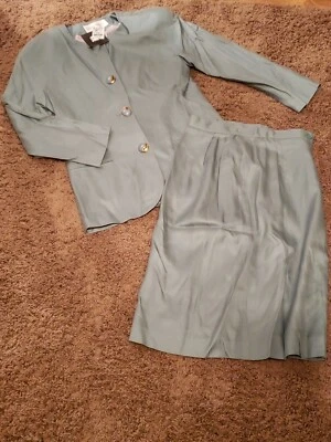 NUEVO Traje Falda Casual Corner Petites Rayón Mujer Talla 10 Verde Trabajo Carrera Nuevo con Etiquetas Foto 1 de 4