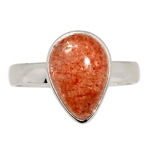 Natural Sunstone - Madagascar 925 Sterling Silver Ring Jewelry s.8 ALLR-30995 - Picture 1 of 1
