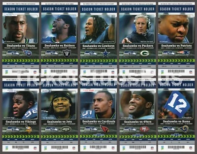 2012 NFL SEATTLE SEAHAWKS Season Ticket Stubs - Full Unused MINT!!! - Image 1 of 2