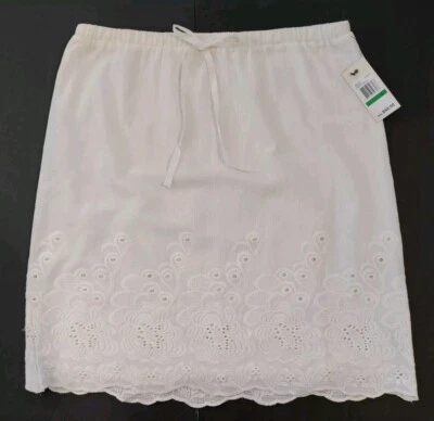 Studio M Size Large White Pull On Eyelet Lined Skirt NEW - Image 1 of 4