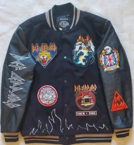 DEF LEPPARD 1998 Hysteria World Tour Full Snap Quilt Lined Varsity Jacket Large - Picture 1 of 18