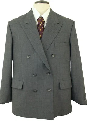 VINTAGE BRITISH CROMBIE MENS 42" SHORT GREY MIX DOUBLE BREASTED BLAZER - Image 1 of 4