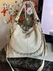 REAL LEATHER LARGE SLOUCHY SHOULDER/GRAB BAG BEIGE DECENT WELL LOVED COND