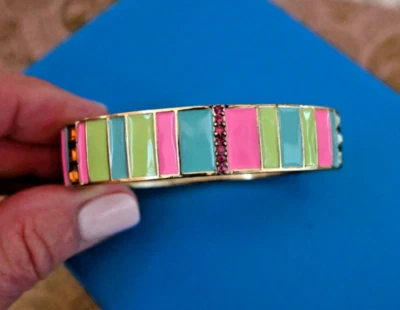 PULSERA NUEVA CON ETIQUETAS $100 HEIDI DAUS Color Cristal Loco Neón Esmalte Rayas S Foto 1 de 4