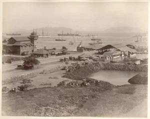 MUMBAI BOMBAY HARBOR INDIA ISLANDS OXEN WAGONS CARRIAGES TURBANS ANTIQUE PHOTO - Picture 1 of 6