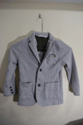 Jaqueta de ventilação H&M BOYS 7-8 malha cinza não estruturada algodão peito único 2 botões - Imagem 1 de 4