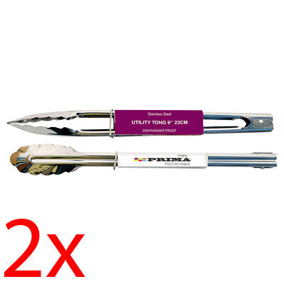 2 X 9  Stainless Steel Utility Tong Kitchen Serving Food Catering Buffet Utensil • 4.99£