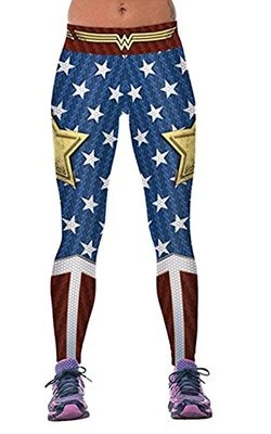 Pantalones de Yoga WONDER WOMAN Logo W Estrellas OSFM Leggings ¡CALIDAD PREMIUM!! Foto 1 de 3