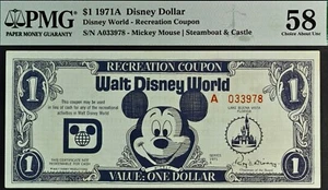 1971 1 $ Walt Disney World Recreation Coupon PMG 58 Auswahl Stempelglanz A033978 - Bild 1 von 2