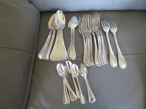 ménagère 12 p en métal argenté orfèvre Ravinet Denfert model perle et liseré - Foto 1 di 6