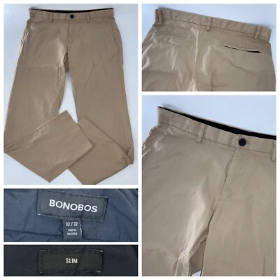 Брюки Bonobos Slim Fit Chino 32x30 мужские желтовато-коричневые хлопок поли спандекс YGI W4-110 - Изображение 1 из 4