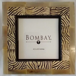 Vintage Bombay Company Photo Trinket Box Zebra Print Wood 6.25" x 6.25" - Picture 1 of 14