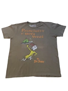 Vintage Mustache Brigade Dr Seuss T Shirt Green Eggs And Ham Italian Brown Large - Picture 1 of 8