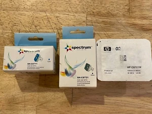 3 Stück - Spectrum & HP - für HP 02 - C8771 Cyan & C8721 Black x2 - Tintenpatronen - Bild 1 von 15