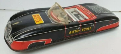 Cabriolet Auto-Ecole FJ France Jouet à pile jouet ancien tôle Joustra jep - Photo 1/4