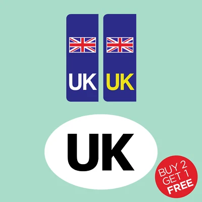 UK Car Rear & Number Plate Sticker Twin Pack - EU, Union Jack, Car, Van, Vinyl