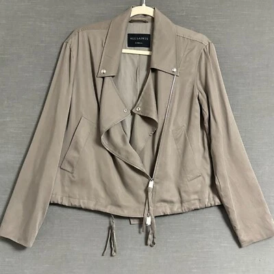Chaqueta Allsaints XS Taupe Macey Moto Ligera Motociclista Silenciosa Cápsula de Lujo Foto 1 de 4