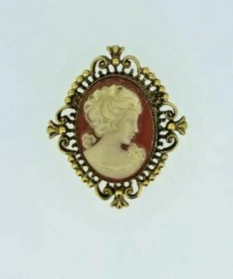 Broche Medallón Perfume Vintage Años 70 Avon Cameo Tono Dorado Foto 1 de 3