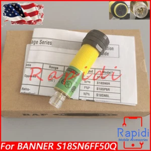 For Banner S18SN6FF50Q 10-30VDC NPN 50mm Diffuse Switch Photoelectric Sensor - Picture 1 of 8