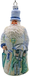 Patricia Breen Caillebotte Santa Rainy Paris Street AIC Christmas Tree Ornament - Picture 1 of 11