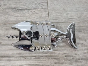 Vintage Chrom Metall Faule Fische Expandieren Korkenzieher Flaschenöffner  - Bild 1 von 7