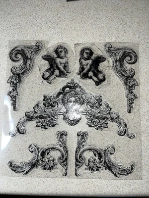 IOD "Trompe L'oeil II" Art Decor Fashion Stamps 1stGen 7pc RARE Collectors - Image 1 of 3