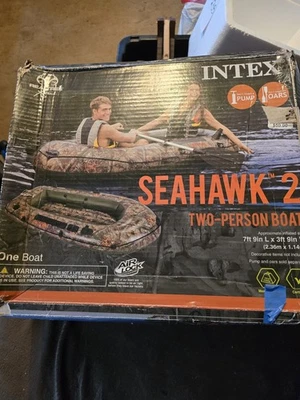 Intex 68347EP Seahawk 2 person Inflatable Boat Set with Air Pump and French Oars - Image 1 of 4