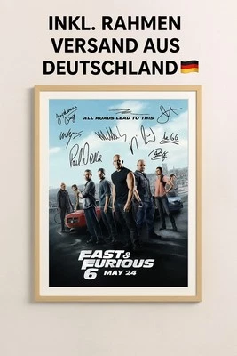 Fast & Furious 6 Hochwertiges STOFF  Poster | Signiert | Inkl. Rahmen 30x40 cm - Bild 1 von 4