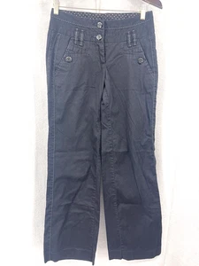 Anthropologie Elevenses Hose weites Bein Damen 0 schwarz Twill Business y2k Retro - Bild 1 von 19