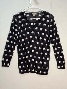 Loft Long Sleeve Elephant Print Light Weight Cardigan Sweater Women’s Sz M - Picture 1 of 9