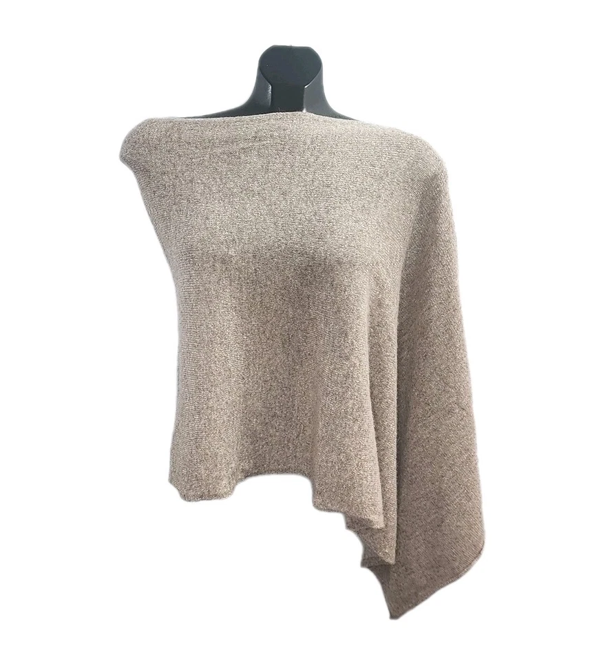 Poncho Cynthia Rowley 100 % cachemir asimétrico mantón envolvente tostado talla única suéter Foto 1 de 4