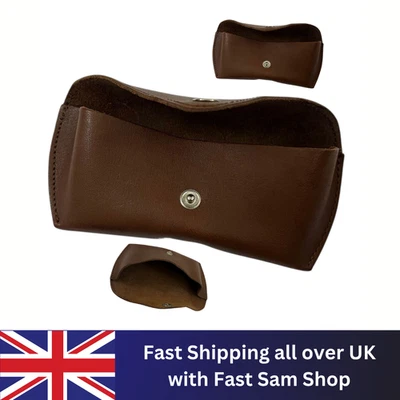 Portable Soft Genuine Leather Spectacle Glasses Case Eyewear Sunglasses Holder - Image 1 of 4