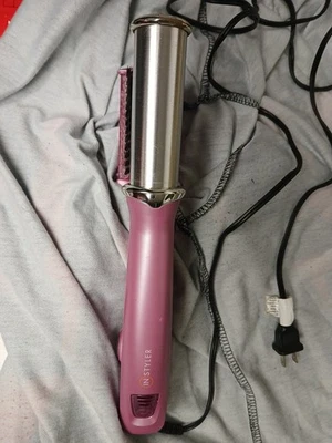 "Plancha de pelo giratoria rosa InStyler 1,25"" rizo soplado plancha caliente funcionando" Foto 1 de 3
