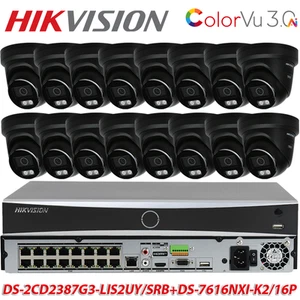 Hikvision 4K 8MP 16CH 16POE NVR IP Camera Security System w/police Light Colorvu - Picture 1 of 14