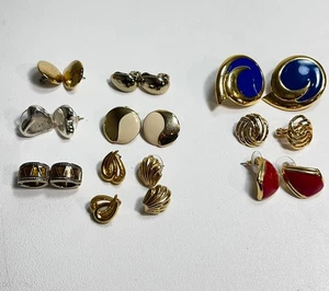Lot Of 10 Monet Earrings Vintage Lot All Signed   Mixed Styles Sets Gold Tone - Picture 1 of 7