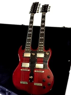 Guitarra Eléctrica DOBLE CUELLO - Nueva 12/6 sg Estilo Trans Rojo con FUNDA RÍGIDA Foto 1 de 4