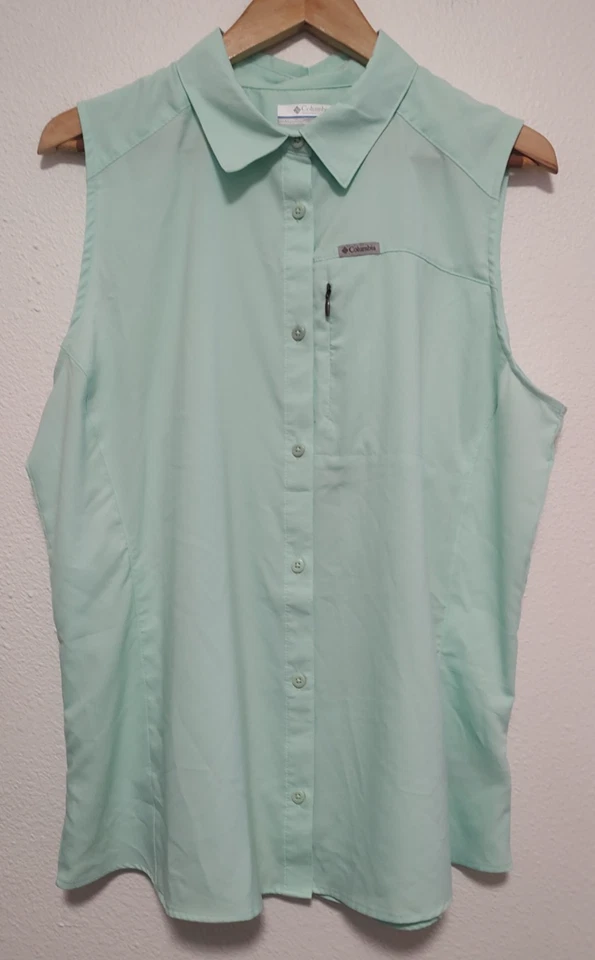 Camisa de golf Columbia verde menta sin mangas con botones forro de malla frontal talla XL Foto 1 de 4