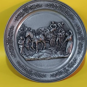 HANDGEGOSSEN 5" DIA PEWTER 100YR ANNV 1985 LIEDERKRANZ PA WALL PLATE-VTG GERMAN - Picture 1 of 1