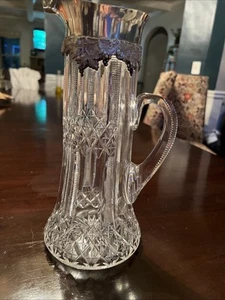 Antique American Brilliant-Cut Glass & Gorham Sterling Silver Claret Jug - Picture 1 of 12