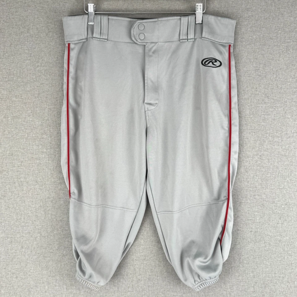 Rawlings Launch Baseball Knicker Pant + Belt Men's Large Gray Red Stripe LNCHKPP - Image 1 of 4