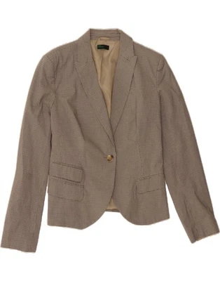 Chaqueta Blazer BENETTON Mujer 1 Botón IT 48 XL Beige Cuadros Algodón BD01 Foto 1 de 4